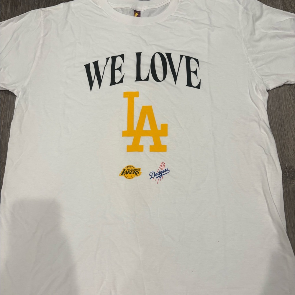 Los Angeles Lakers and Los Angeles Dodgers collaborative t-shirt  "WE LOVE LA